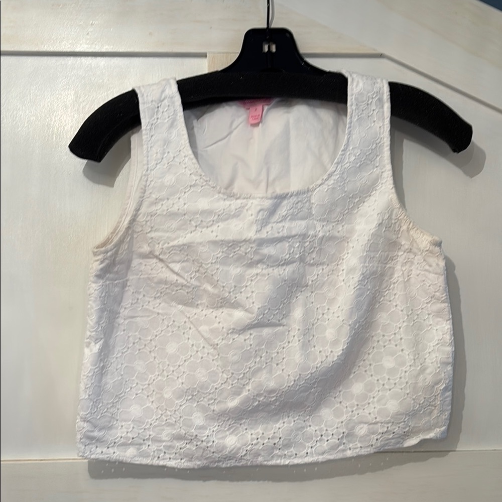 Lily Pulitzer White Cropped Tank Top, Size 2